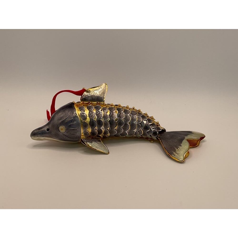 Dillards Trimmings 2017 Exclusive Cloisonne Dolphin 6.5 β Christmas Ornament NEW